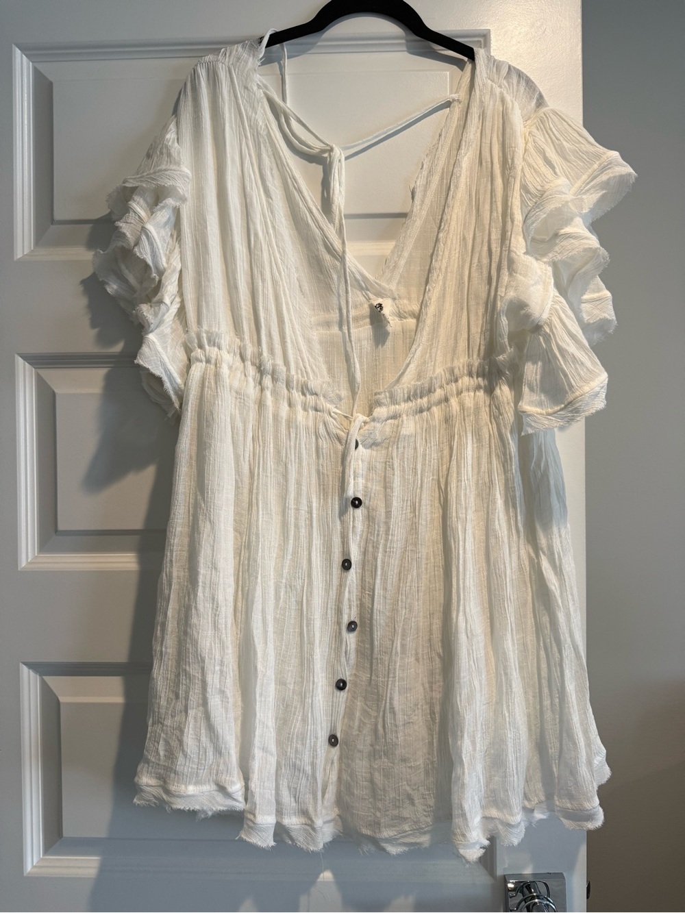FLAWLESS White Ruffled Button-Front Dress
